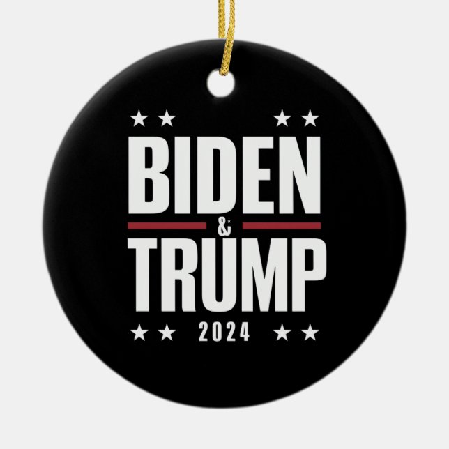 Ornamento De Cerâmica Biden Trump 2024 Funny Eletion VP Presidencial (Frente)