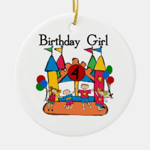 Ornamento De Cerâmica Big Bonde Girl 4th Birthday T-shirts e presentes