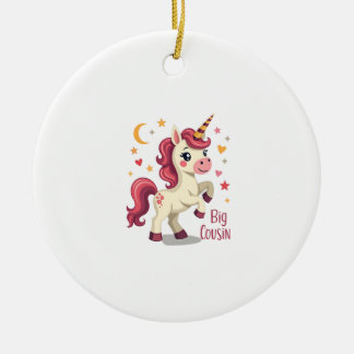 Ornamento De Cerâmica Big Cousin Unicorn Vintage Cute Kids Typography De