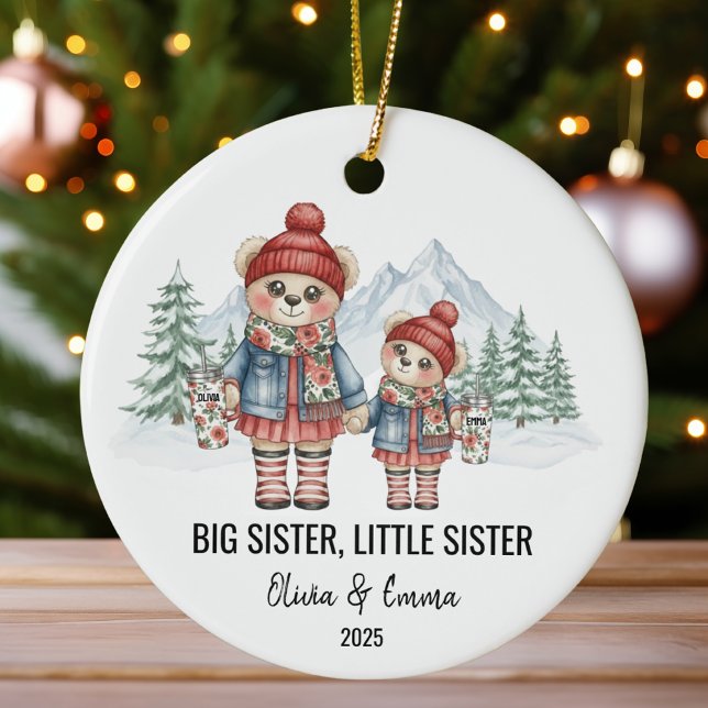Ornamento De Cerâmica Big Sister Little Sister Personalized Sibling (Criador carregado)