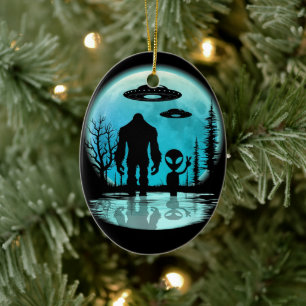 Ornamento De Cerâmica Bigfoot UFO Alien