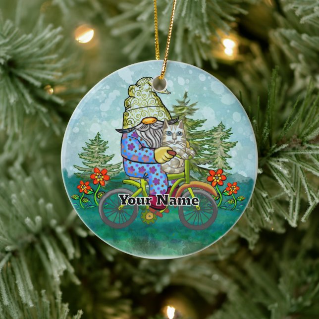 Ornamento De Cerâmica Bike Gnomo (Árvore)