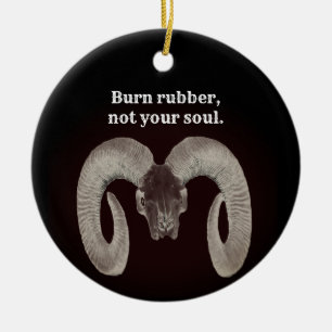 Ornamento De Cerâmica biker vintage,Goat Skull Face e Personalizado