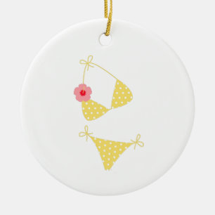 Ornamento De Cerâmica Bikini Bolinhas Amarelo