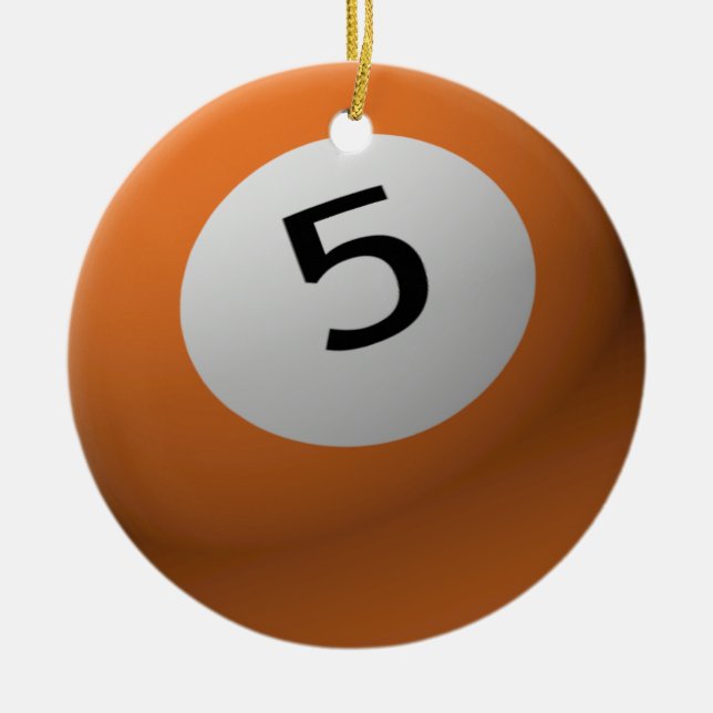ORNAMENTO DE CERÂMICA BILHAR/ENFEITES DE NATAL 5 BOLA DE PISCINA (CINCO) (Frente)