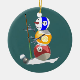 Ornamento De Cerâmica Billiard Ball Snowman
