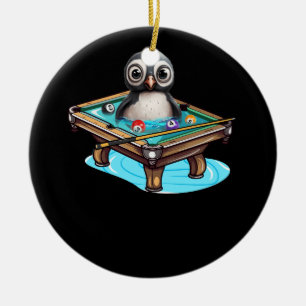 Ornamento De Cerâmica Billiards Penguin Hustler Piscina Snooker Jogando