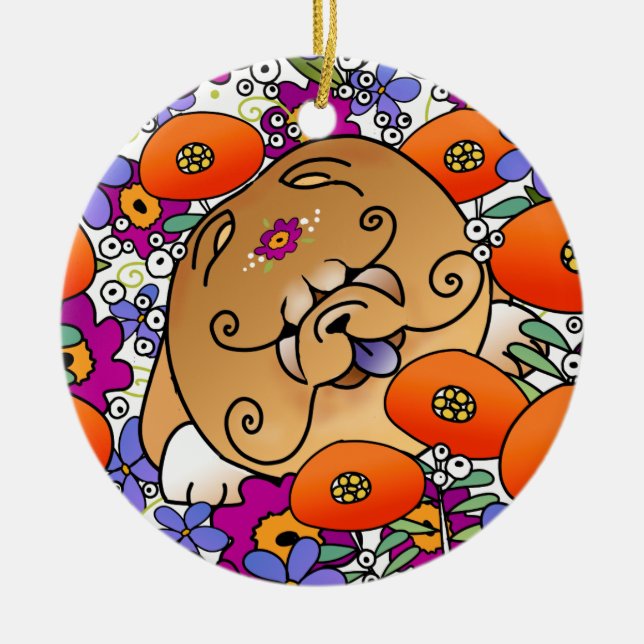 Ornamento De Cerâmica BINDI FLOWER POWER Chow - Ornament (Frente)