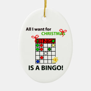 Ornamento De Cerâmica BINGO, quero um bingo de Natal