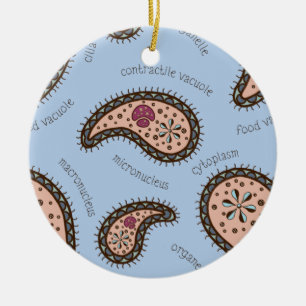 Ornamento De Cerâmica Biologia Ciência Azul Paramecia Paisley