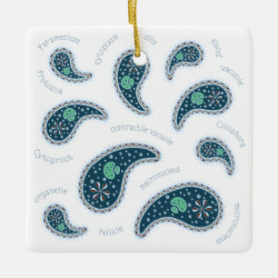 Ornamento De Cerâmica Biologia da Paramecia Paisley Ciência Micro-organi