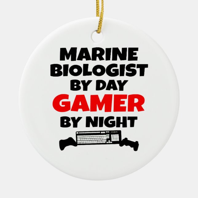Ornamento De Cerâmica Biólogo Marinho Gamer (Frente)
