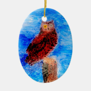 Ornamento De Cerâmica Bird Art Tawny Owl