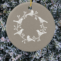 Bird Wreath White on Neutral Modern Scandi