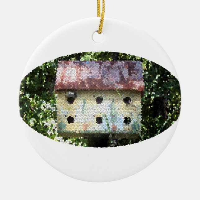 Ornamento De Cerâmica Birdhouse Edited Ornament (Frente)