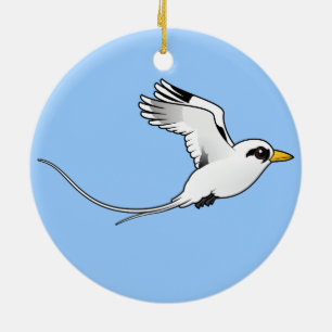 Ornamento De Cerâmica Birdorable Branco-atou Tropicbird em vôo