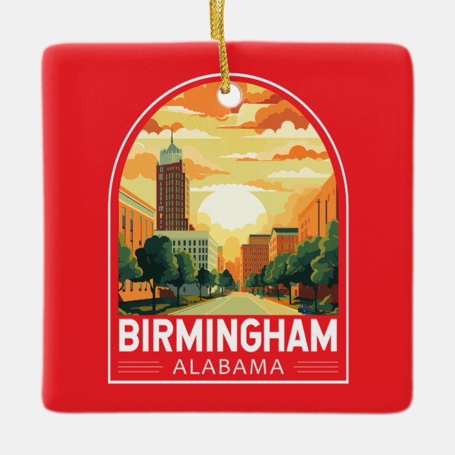 Ornamento De Cerâmica Birmingham Alabama Viagem Art Emblem (Frente)