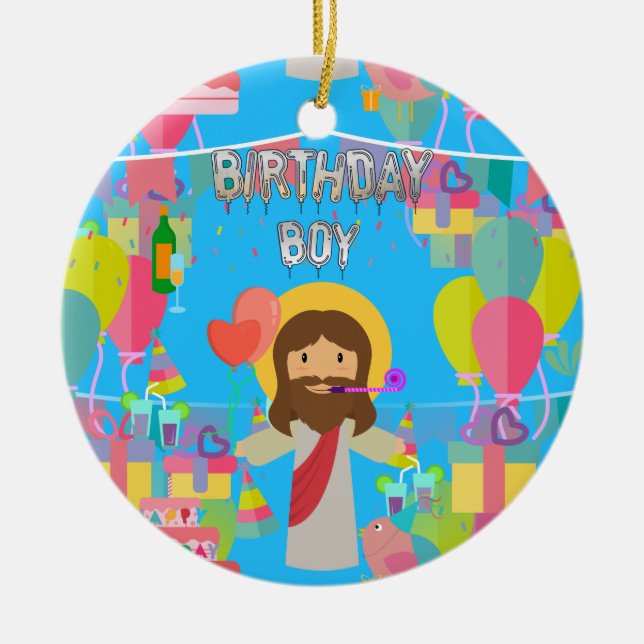 Ornamento De Cerâmica birthday boy jesus xmas (Frente)