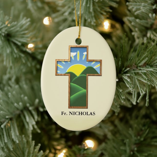 Ornamento De Cerâmica Birthday Cross Personalizado (Árvore)