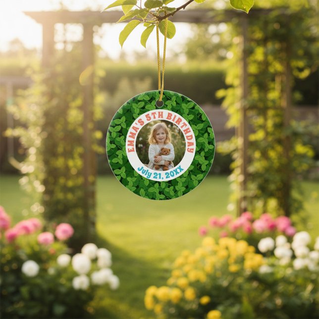 Ornamento De Cerâmica Birthday Custom Photo Garden Ceramic Ornament (Criador carregado)