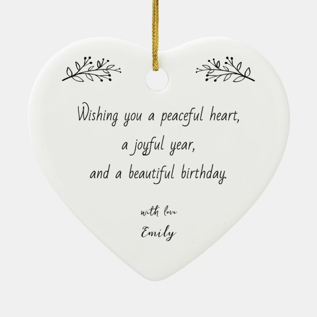 Ornamento De Cerâmica Birthday Ornament with Photo & Custom Message (Verso)