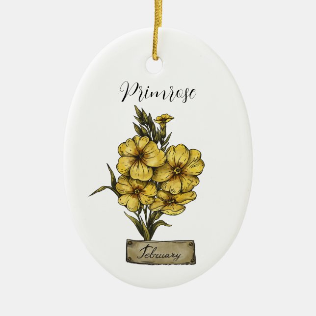 Ornamento De Cerâmica Birthday Primrose (Frente)