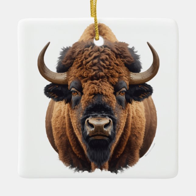 Ornamento De Cerâmica Bisão / Búfalo (Frente)