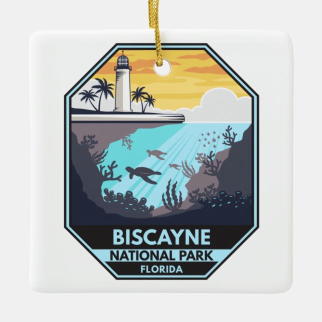 Ornamento De Cerâmica Biscayne National Park Florida Emblem (Frente)