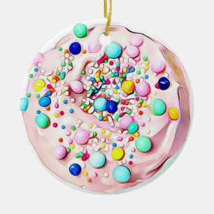 Ornamento De Cerâmica Biscoito borrifado cor-de-rosa Natal Comida