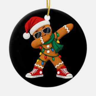 Ornamento De Cerâmica Biscoito de gengibre fazendo Dab Natal engraçado X