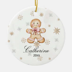 Ornamento De Cerâmica Biscoito de Gengibre Personalizado Floco de Neve d