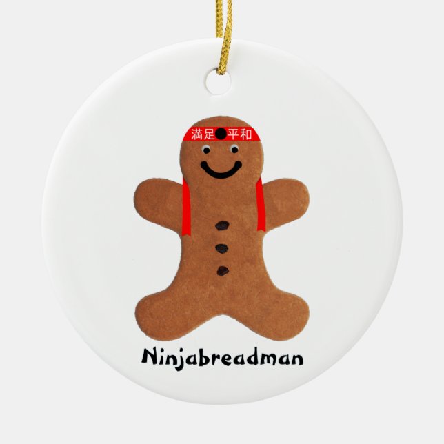 Ornamento De Cerâmica Biscoito de Ninjabreadman (biscoito) (Frente)