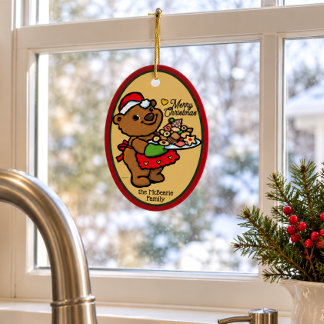 Ornamento De Cerâmica Biscoitos de Natal do Urso Santa Fofo