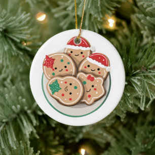 Ornamento De Cerâmica Biscoitos de Natal Fofo em Prato – Sorriso de Féri
