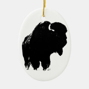 Ornamento De Cerâmica Bison Buffalo, Pop de Arte Negra