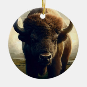 Ornamento De Cerâmica Bison Painting