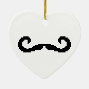 Ornamento De Cerâmica Bit Pixel Handle Mustache De Bit