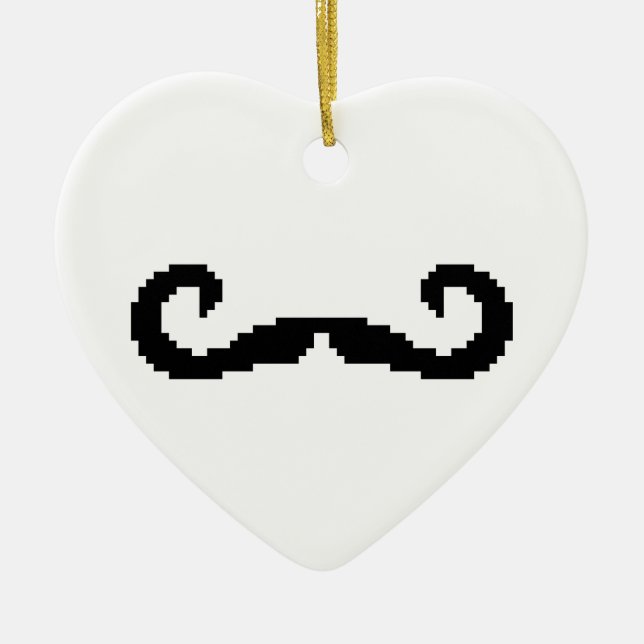 Ornamento De Cerâmica Bit Pixel Handlebar Mustache (Frente)