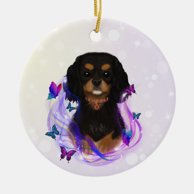 Ornamento De Cerâmica Black and Tan Cavalier King Charles Spaniel (Frente)