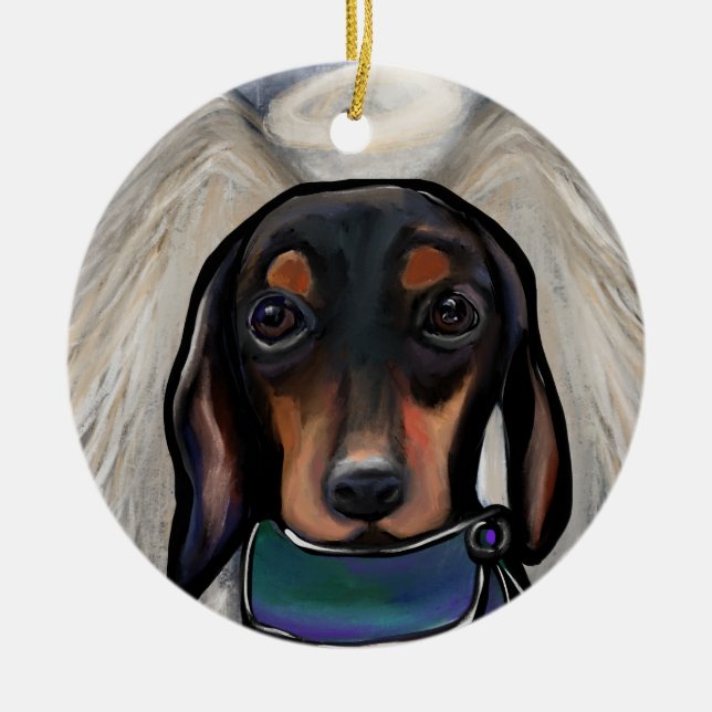 Ornamento De Cerâmica Black and Tan Dachshund (Frente)