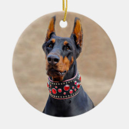 Ornamento De Cerâmica Black and Tan Doberman Pinscher (Pinscher preto e