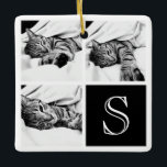 Ornamento De Cerâmica Black and White Instagram Photo Collage Monogram<br><div class="desc">Do you want to show your best Instagram photo's in a permanent way? Create the perfect gift with a photo collage of your best pics simply by uploading from Instagram. Personalize your goodies with your initial, or add a name or text with the 'Click to customise further' option. This modern...</div>