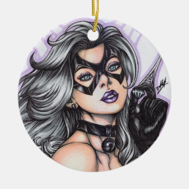 Ornamento De Cerâmica Black Cat ~ Felicia Hardy (Frente)