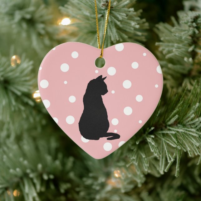 Ornamento De Cerâmica Black Cat Silhouette Christmas Art Ceramic Ornamen (Árvore)