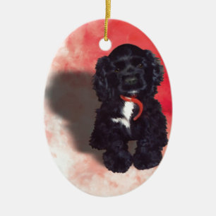 Ornamento De Cerâmica Black Cocker Spaniel Puppy - Abby