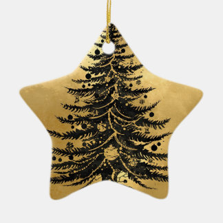 Ornamento De Cerâmica Black Gold Christmas Tree Ornament