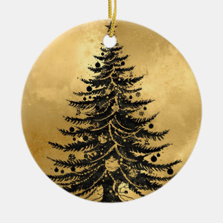 Ornamento De Cerâmica Black Gold Christmas Tree Ornament