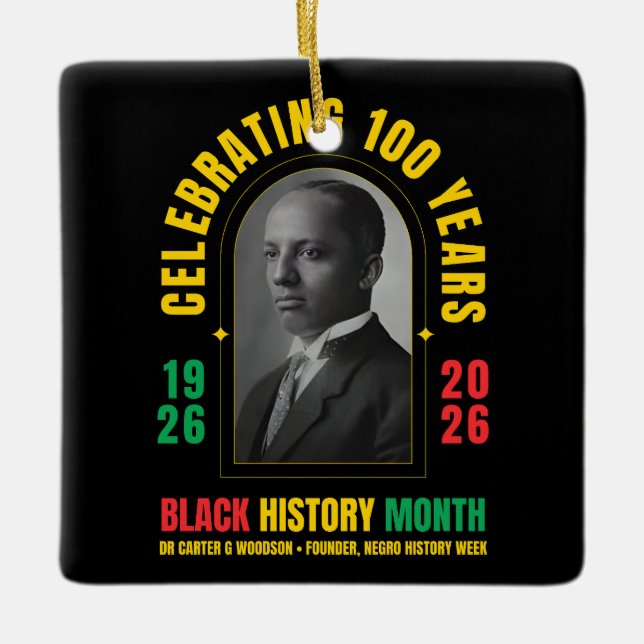 Ornamento De Cerâmica BLACK HISTORY MONTH CENTENNIAL 100 Years BHM (Frente)