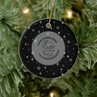 Ornamento De Cerâmica Black Jolly Christmas Business Logo (Parabéns negr