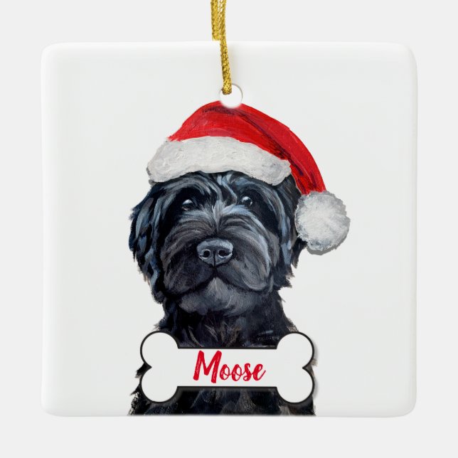 Ornamento De Cerâmica Black Labradoodle / Black Goldendoodle Ceramic Orn (Frente)